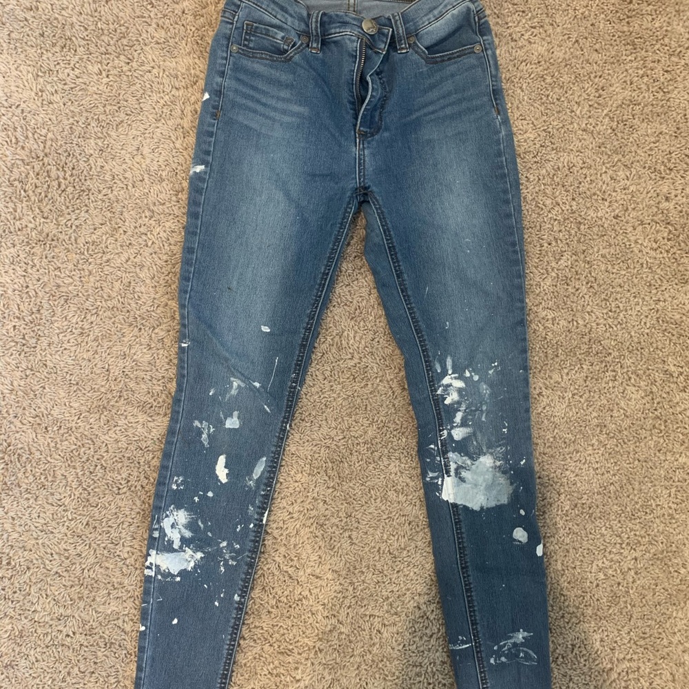 Women’s painted on Free People high waisted jeans
